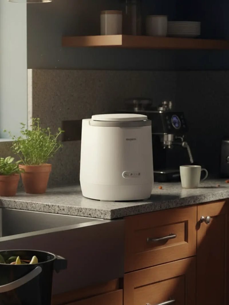 Mb4 smart composter as a must-have modern kitchen appliance for eco-friendly waste management without sacrificing style or space.
