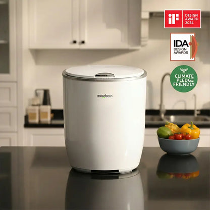 Moreborn MB12 smart food waste composter with iF and IDA Design Awards.